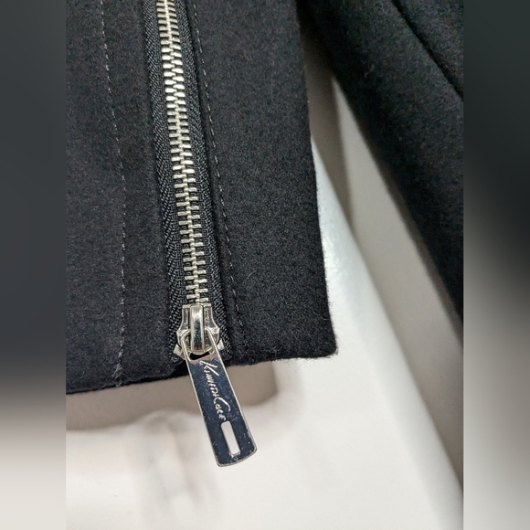 Stunning Kenneth Cole NY Black Stand Collar Wool Blend Walker Coat - Picture 9 of 11